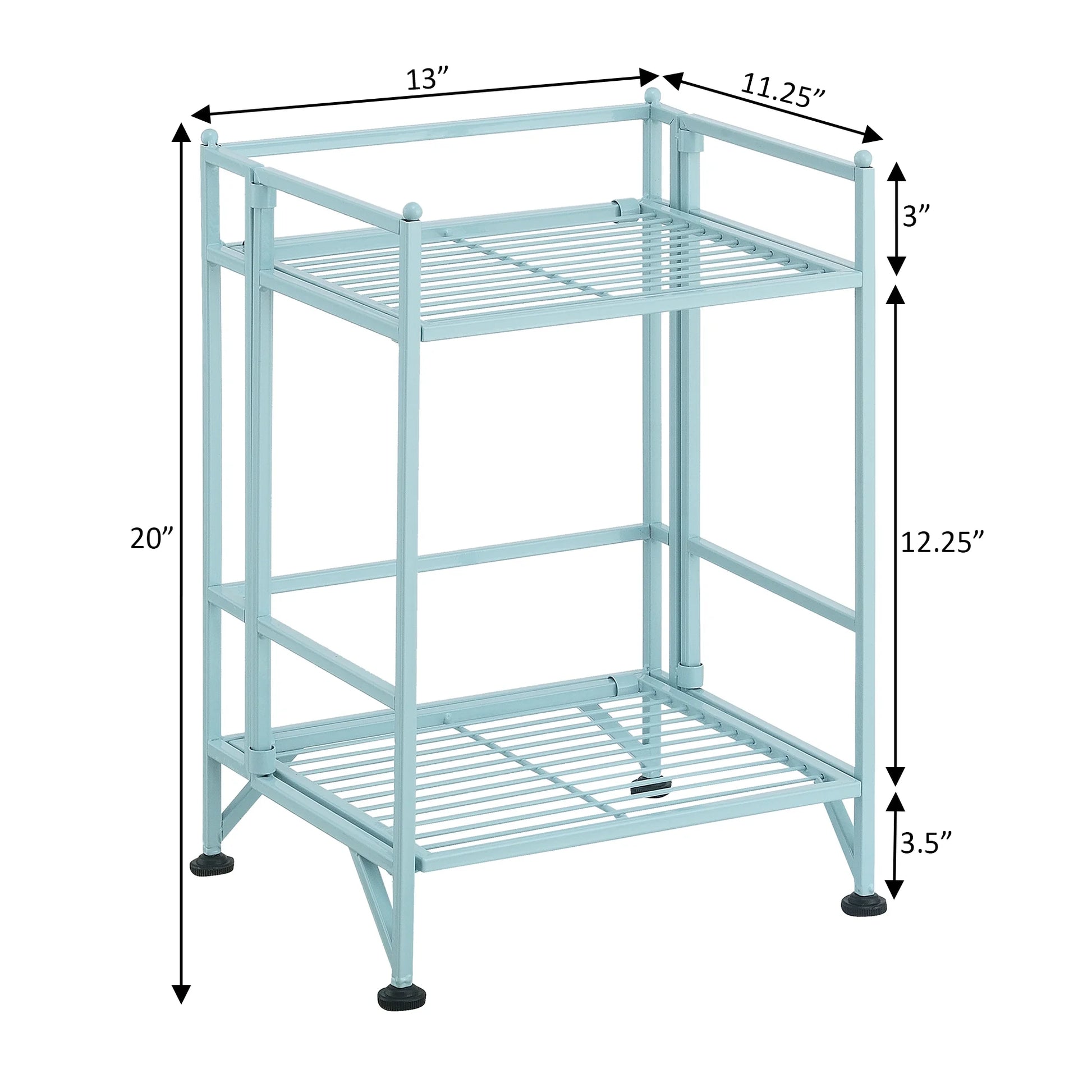 Xtra Storage 2 Tier Folding Metal Shelf, Sea Foam