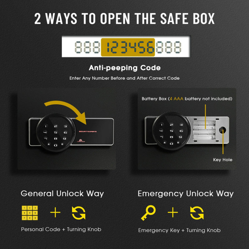 1.0 Cu Ft Fireproof Waterproof Electronic Safe Box with Digital Keypad and Key