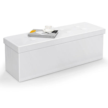 Ottoman Storage Bench 45'' Faux Leather, 165L Oversized Storage Folding Chest Footrest Padded Seat for Bedroom