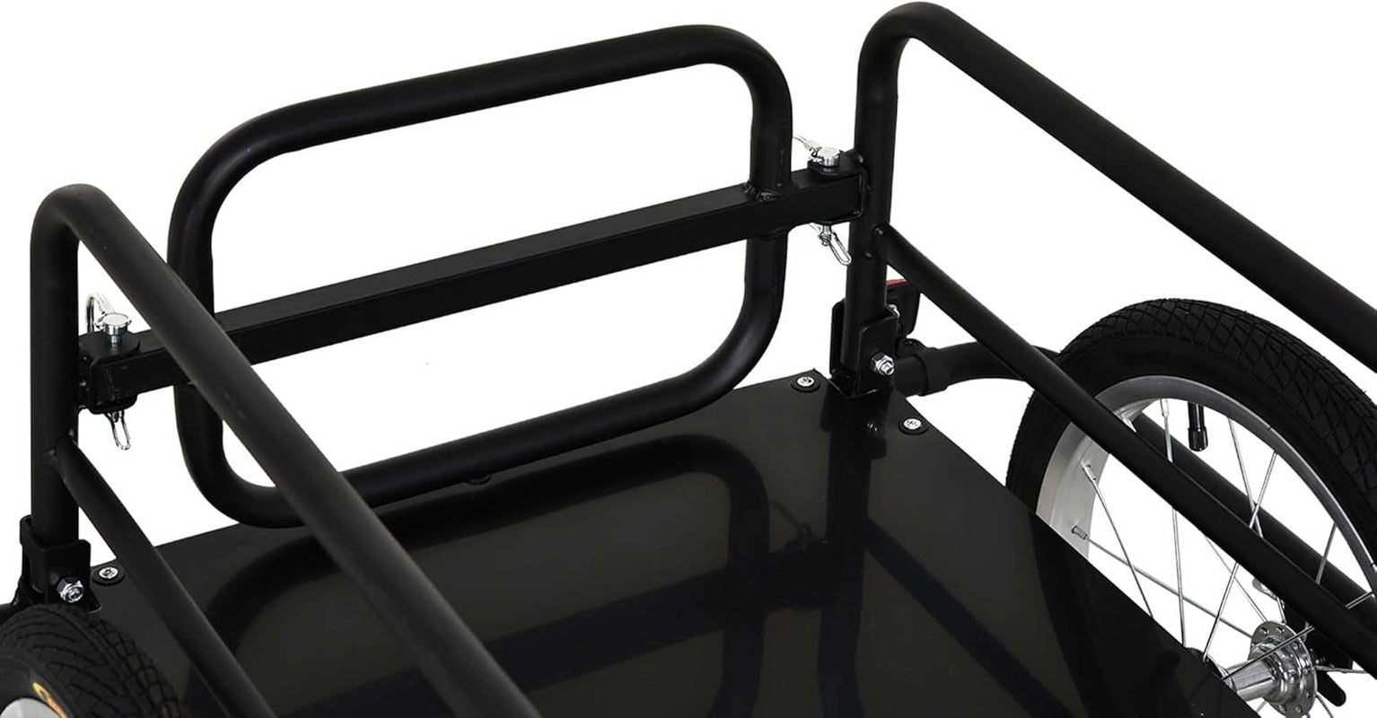 Wanderer Folding Bicycle Bike Cargo Storage Cart and Luggage Trailer with Hitch - Black