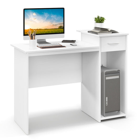 Computer Desk with Drawer Modern Laptop PC Desk with Adjustable Shelf and Cable Hole