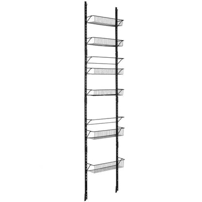 Over the Door Pantry Organizer Rack with Adjustable Door Hook and 6 Basket