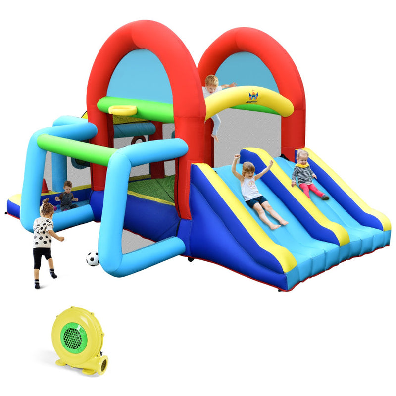 Inflatable Jumping Castle Bounce House with Dual Slides and 480W Blower