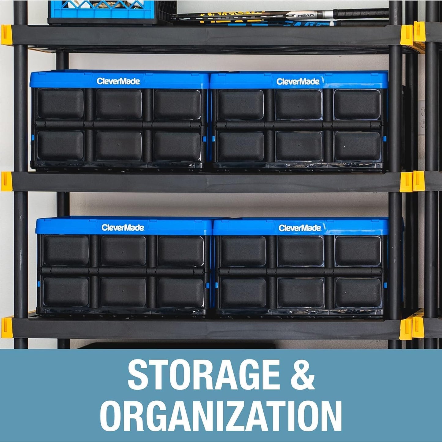 Collapsible Storage Bins - Black 3 Pack 62L / 16 Gal Holds 100 Lbs - Stackable Containers Heavy Duty Capacity Crates Space-Saving