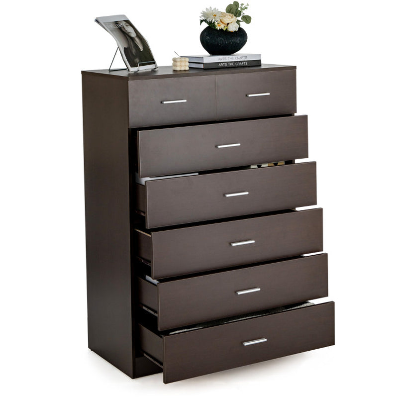 Wooden Chest of Drawers with Anti-Toppling Device and Metal Handles