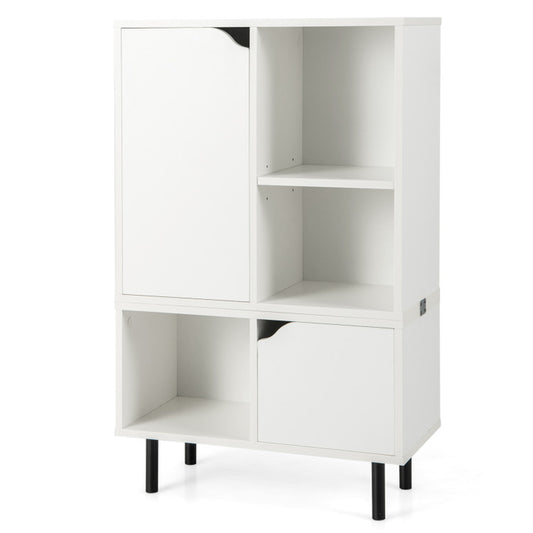 Stackable Bookcase with Adjustable Shelf and Cubes