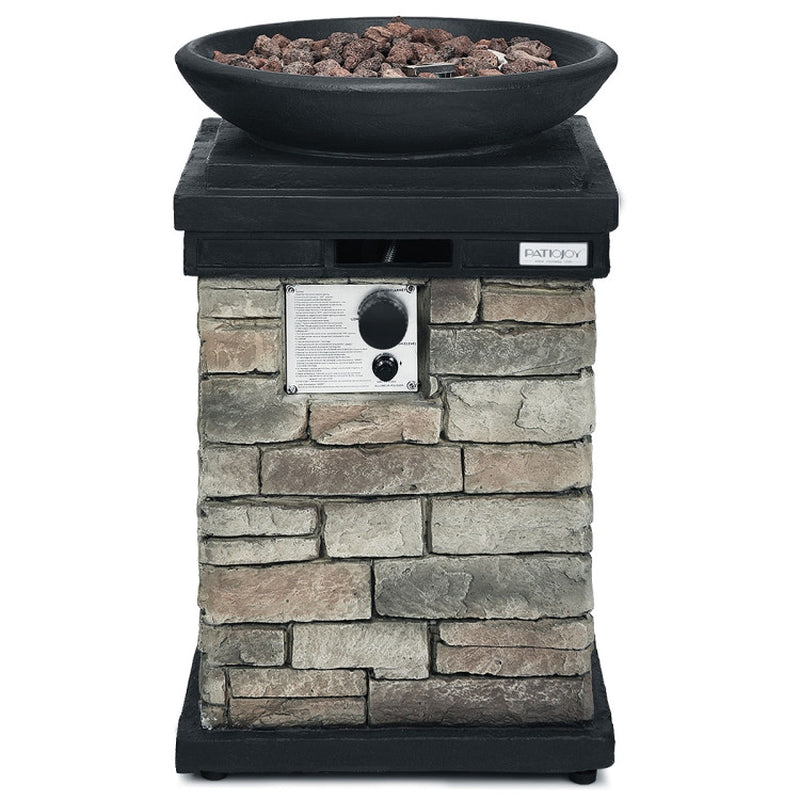 40000BTU Outdoor Propane Burning Fire Bowl Column Realistic Look Firepit Heater