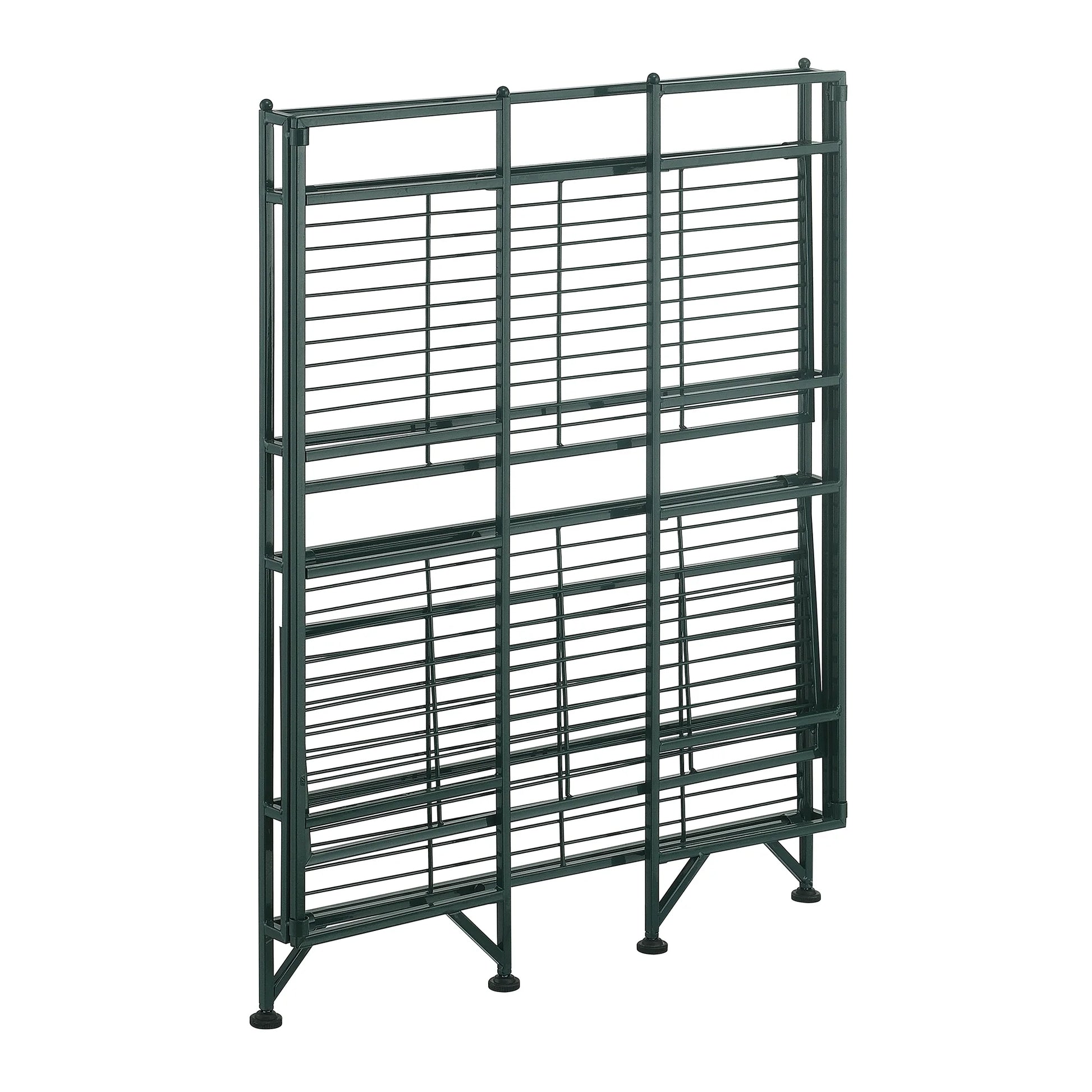 Xtra Storage 3 Tier Wide Folding Metal Shelf, Forest Green