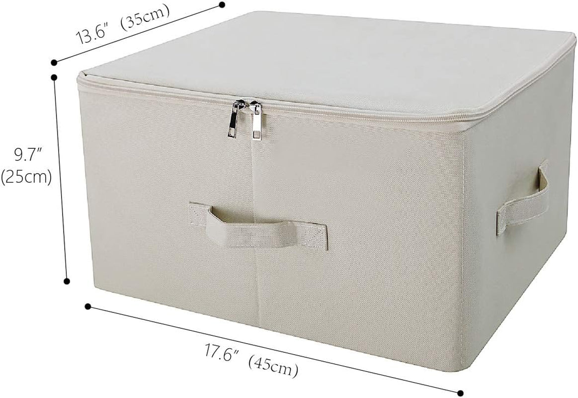 Collapsible Rigid Storage Bins with Lid, Shelves Clothes Storage Cubes, Tide up Your Wardrobe, Beige, Set of 2