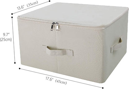 Collapsible Rigid Storage Bins with Lid, Shelves Clothes Storage Cubes, Tide up Your Wardrobe, Beige, Set of 2