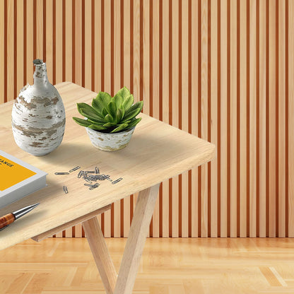 Folding TV Tray Tables with Storage Rack, Natural, 5 Piece Set