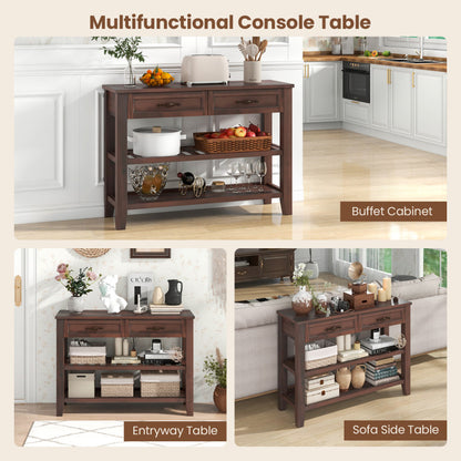 3-Tier Console Table with 2 Drawers for Living Room Entryway