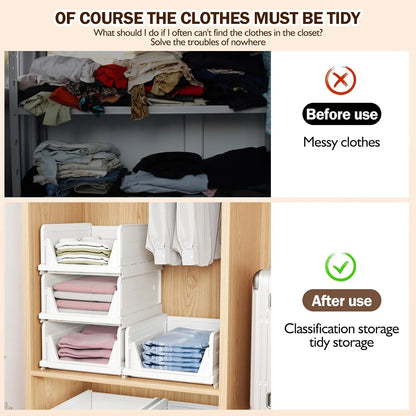 5 Pack Folding Organizers Storage Basket, White Plastic Stackable Storage Bins for Kitchen Bathroom Office,5L