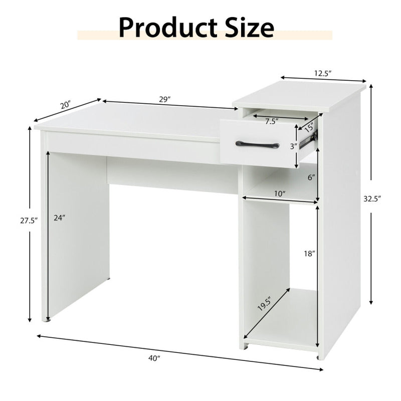 Compact Computer Desk with Drawer and CPU Stand