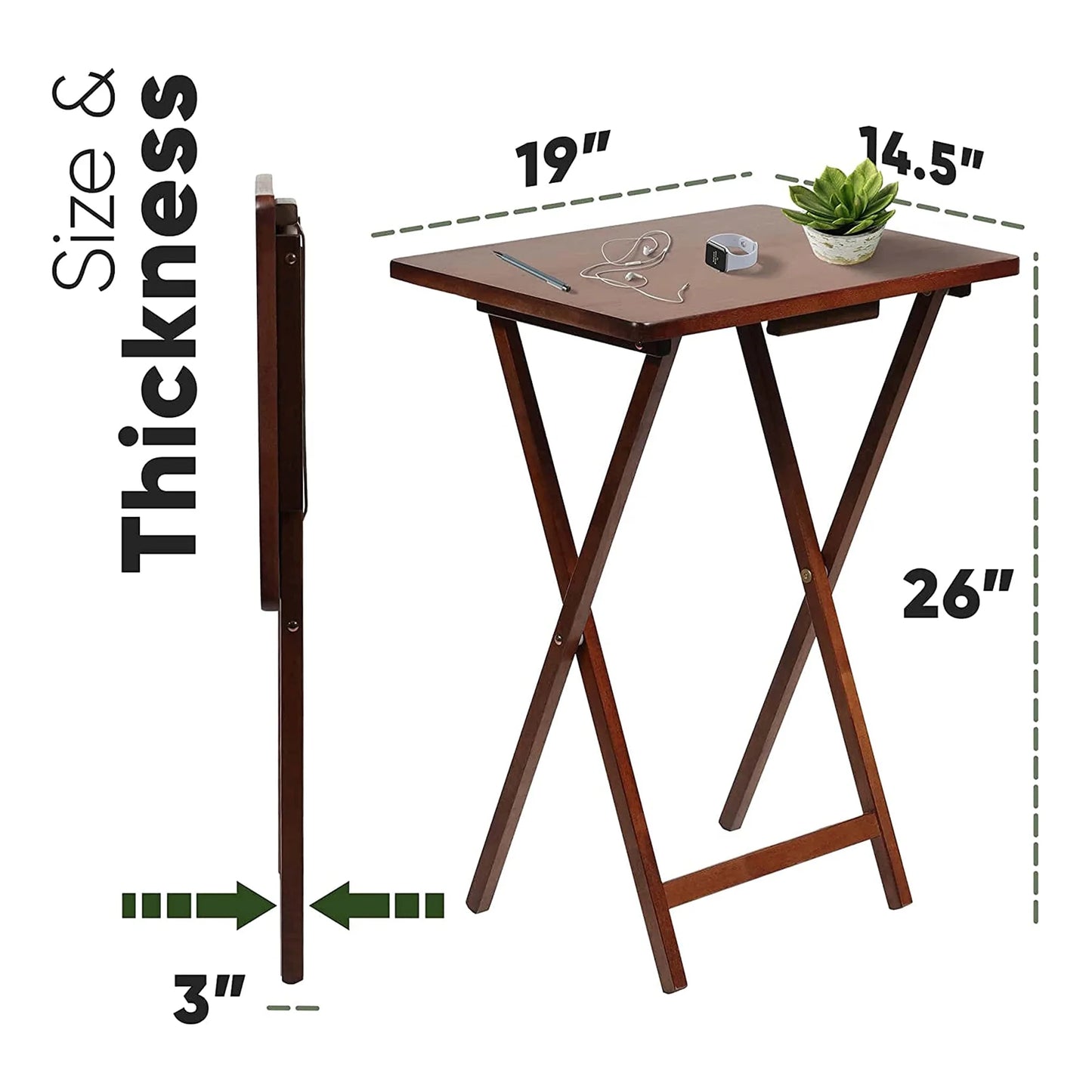 Folding TV Tray Tables with Storage Rack, Honey Oak, 5 Piece Set