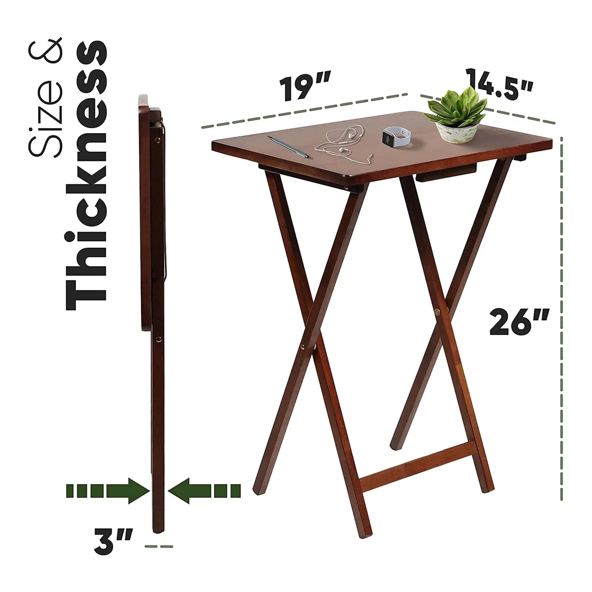 Folding TV Tray Tables with Storage Rack, Honey Oak, 5 Piece Set