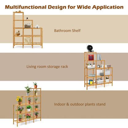 Multifunctional Bamboo Shelf Display Organizer