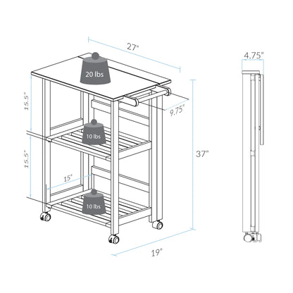 372-30 Trek Folding Kitchen Cart - Natural