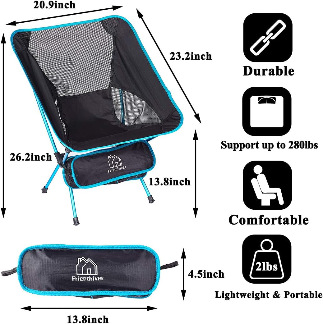 Portable Folding Camping Chair, Compact and Lightweight Outdoor Chair, Suitable for Outdoor Activities, Hiking, Camping, Picnic, Folding Chair with Portable Storage Bag