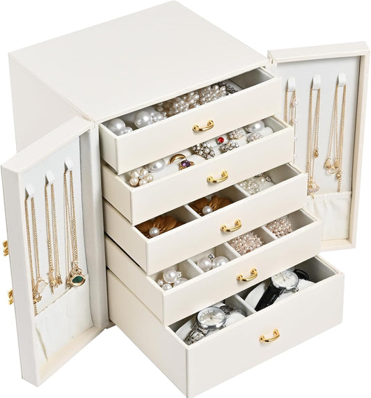 Jewelry Box Jewelry Organizer for Women Girls,5-Layer Jewelry Display Storage Case for Earring Necklace Bracelets Rings Watches Jewelry Holder