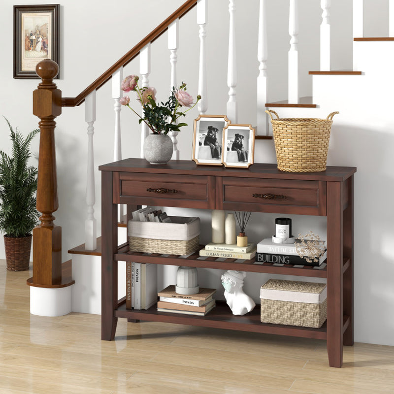 3-Tier Console Table with 2 Drawers for Living Room Entryway