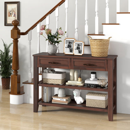 3-Tier Console Table with 2 Drawers for Living Room Entryway