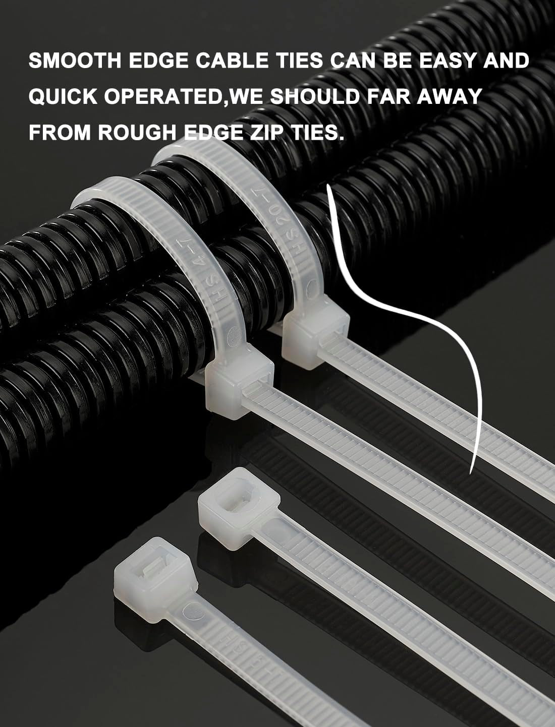 Long Zip Ties 12 Inch Clear 0.19" Nylon Cable Ties Heavy Duty 50 Lbs Strength Strong for Privacy Fence Outdoor,Electrical Plastic Tie Straps Weather Resistant 100 Pcs White