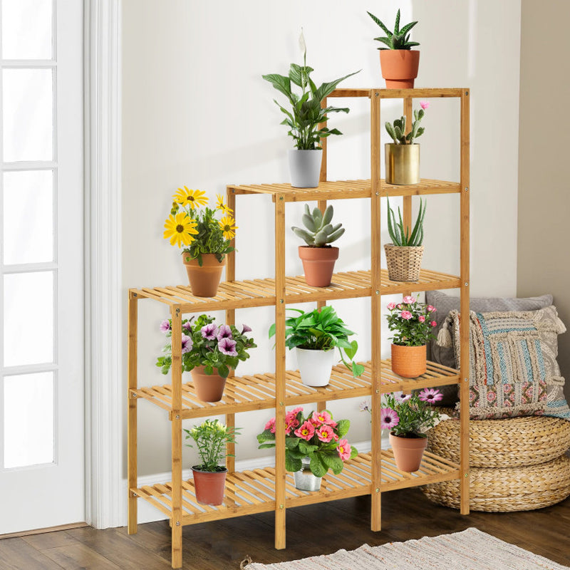 Multifunctional Bamboo Shelf Display Organizer