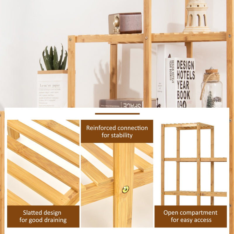 Multifunctional Bamboo Shelf Display Organizer