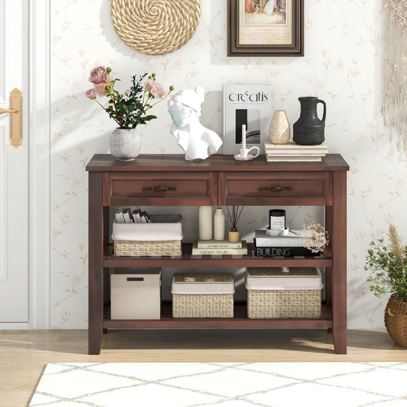 3-Tier Console Table with 2 Drawers for Living Room Entryway