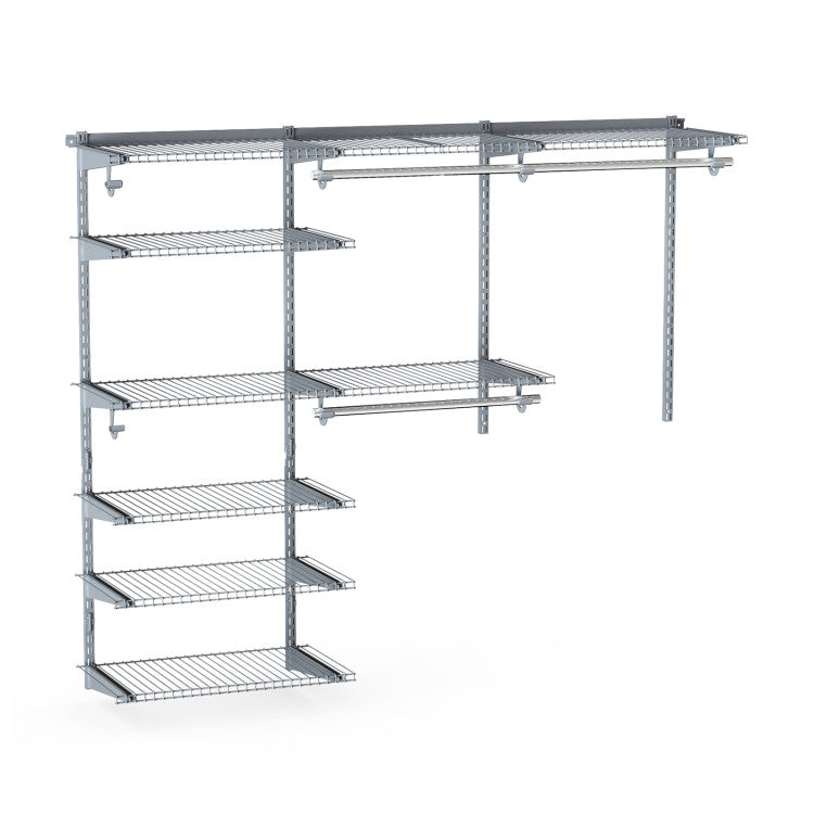 Adjustable Closet Organizer Kit with Shelves and Hanging Rods for 4 to 6 Feet