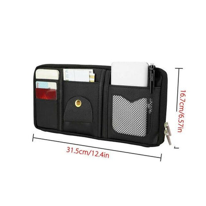 PU Leather Car Sun Visor Pouch Bag Pocket Pen Card Storage